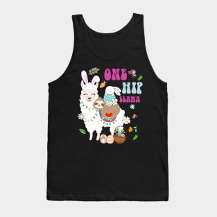 One Hip Llama Sloth Riding Llama Unicorn Funny Easter Day Tank Top